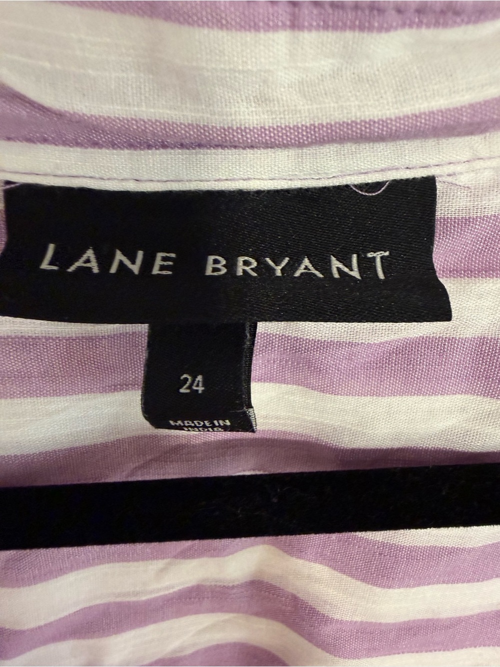 Lane Bryant Lavender and White Striped Button-Front Tie Shirt - Picture 2 of 2